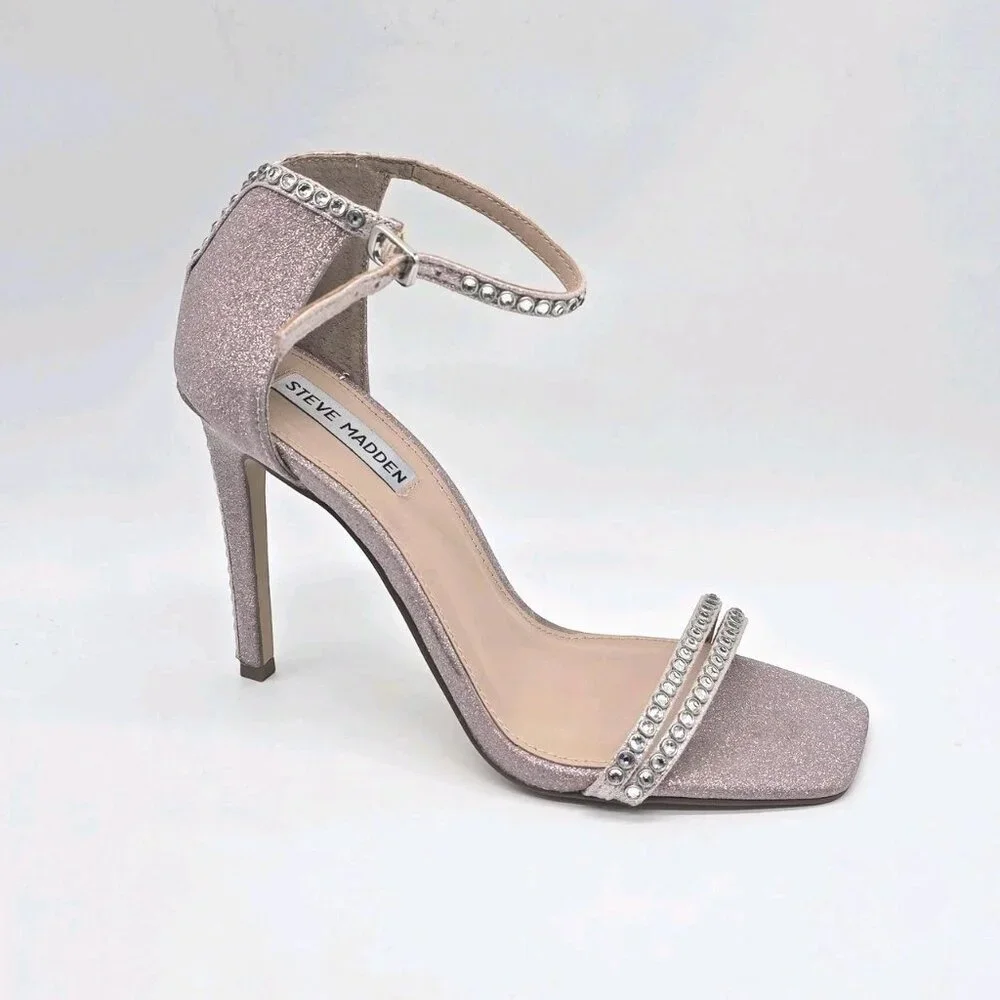 Steve Madden Colette Rhinestone Heels 8.5 Blush Pink Stiletto